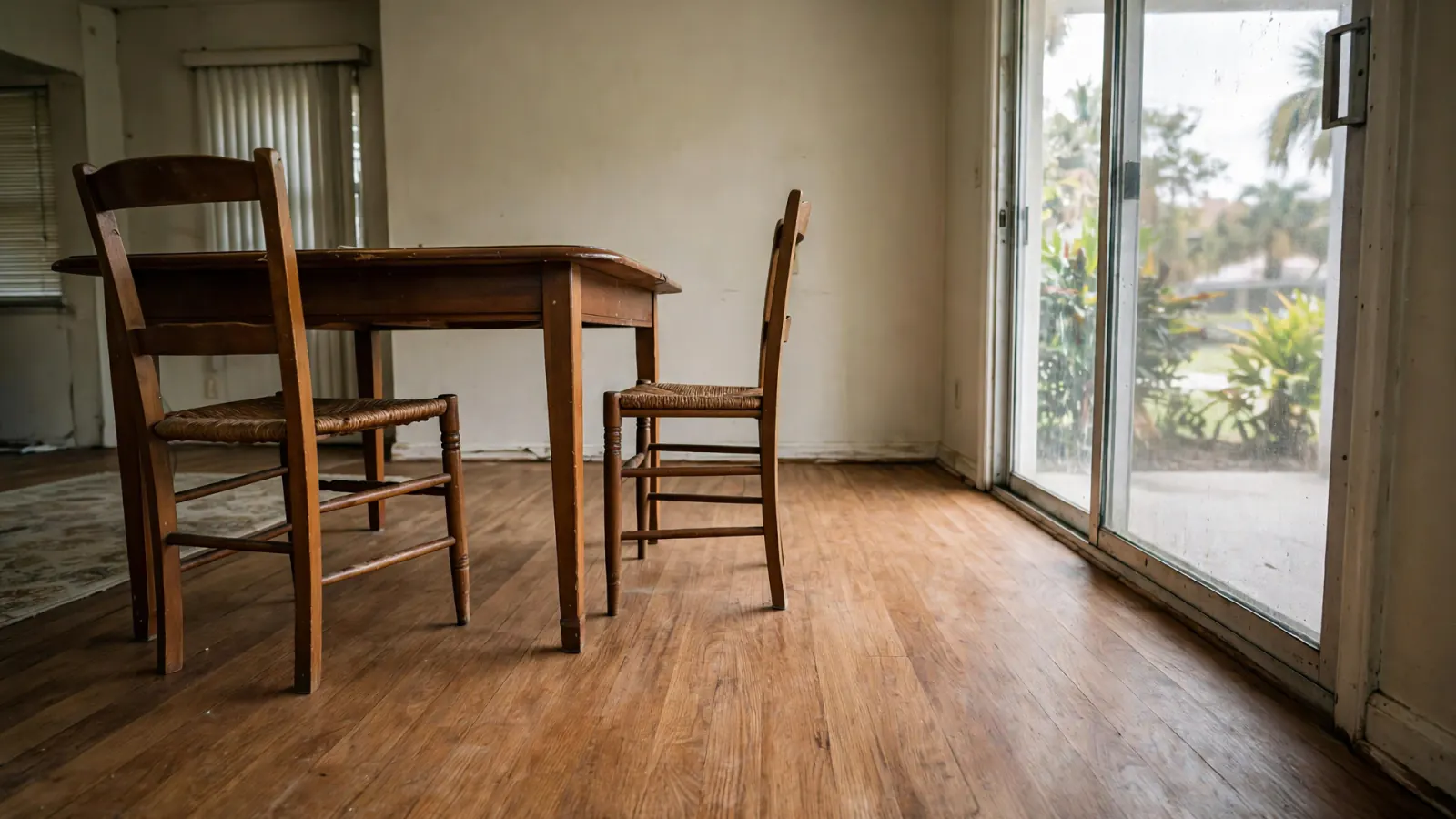 After: The same dining room floor flat and dry